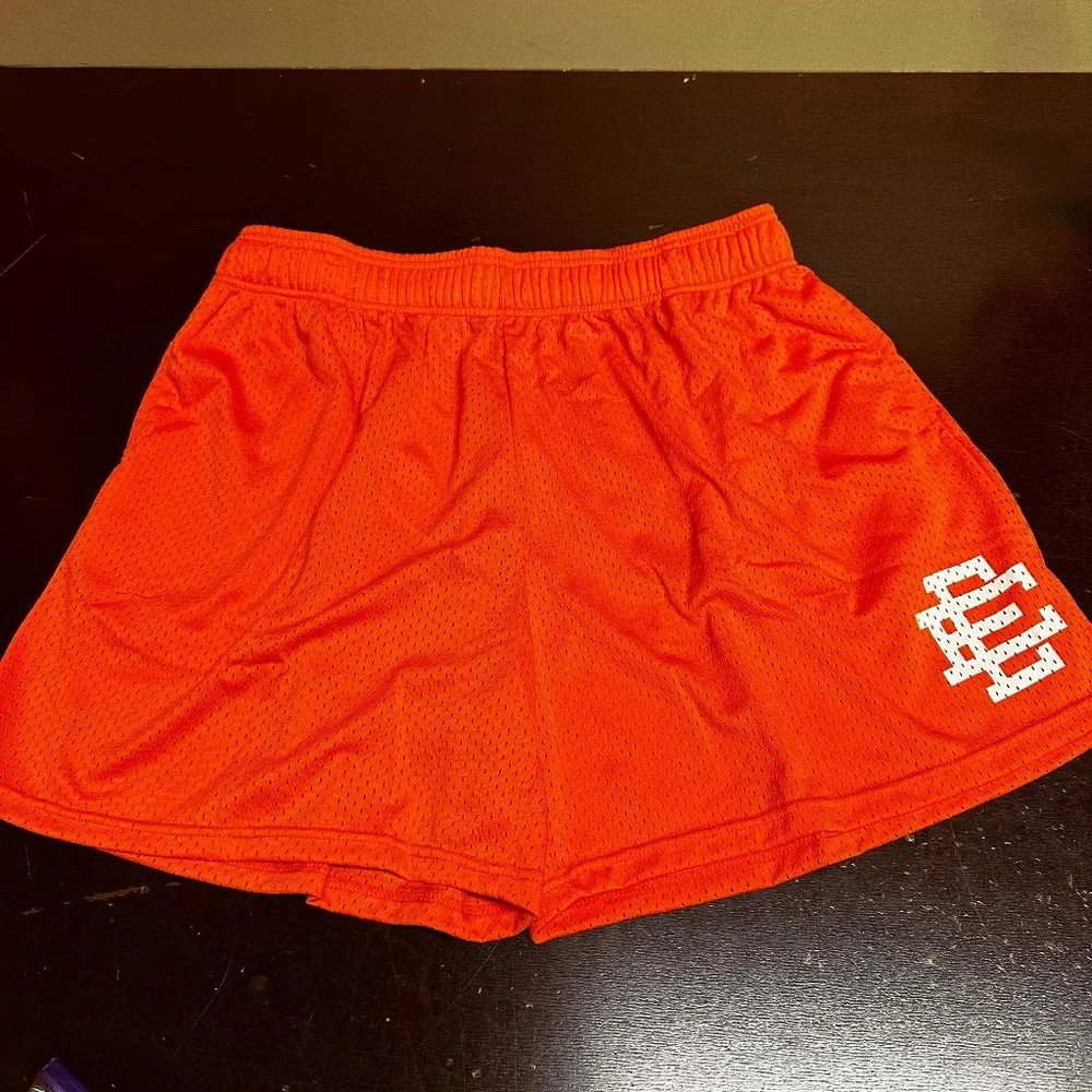 Eric Emanuel Mens Orange Logo Elastic Waist Pockets Comfort Mesh Shorts Size 2XL - Picture 1 of 6